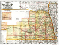 Crams Railroad & Township Map of Nebraska - 1879